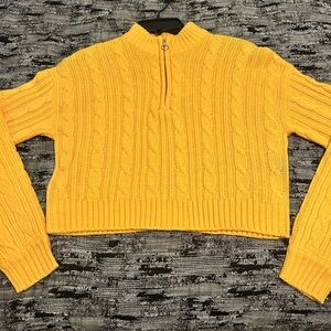 Yellow Cable Knit Sweater